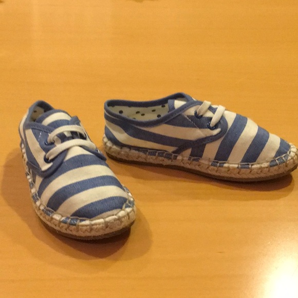 Cat & Jack Slip-On Blue Striped Canvas Espadrilles - Picture 2 of 4